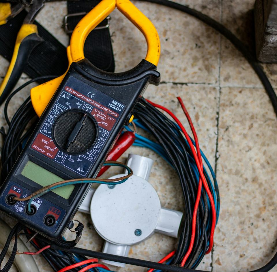 Electrical testing equipment beside a battery install