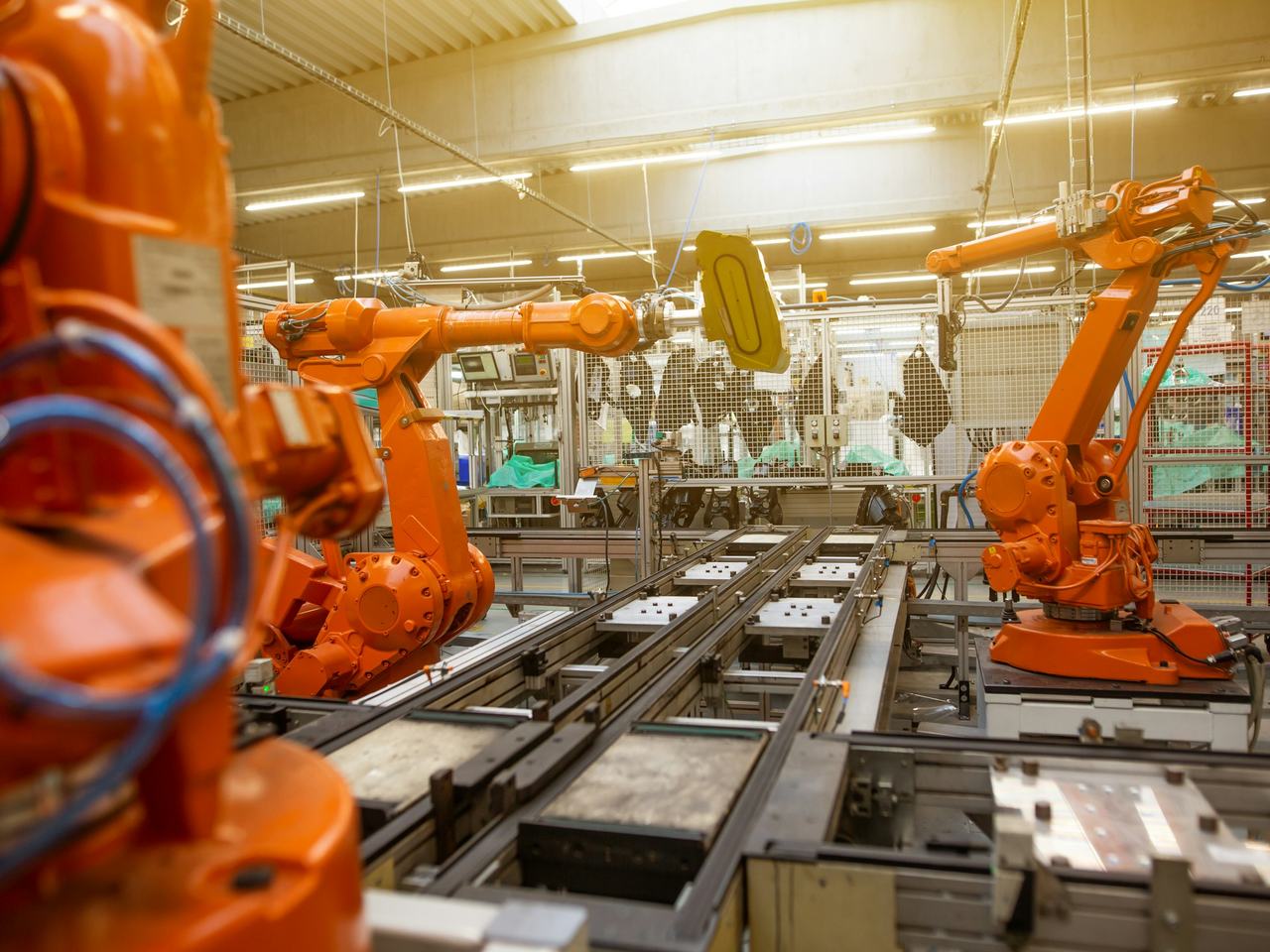 Inside the Voltara factory: robotic arms on a battery production line